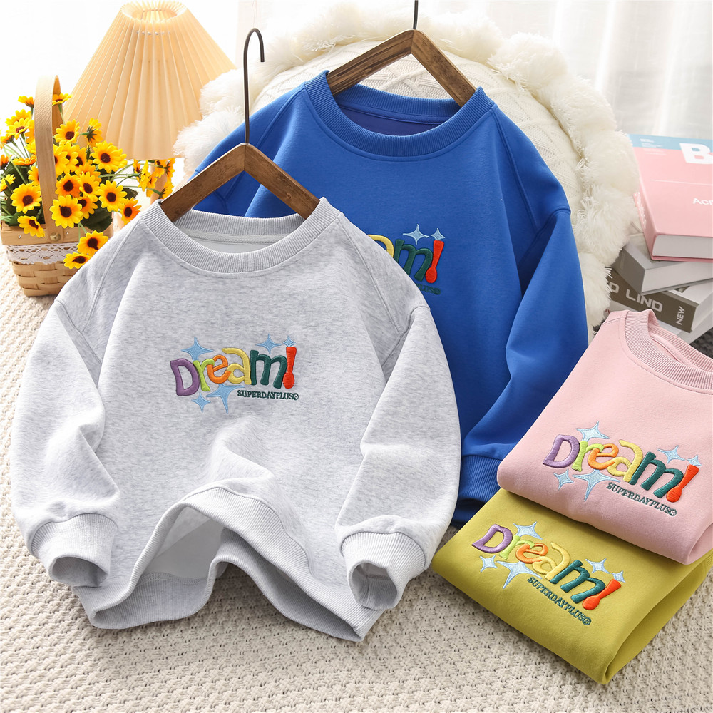 春季男童卡通刺绣圆领卫衣长袖T