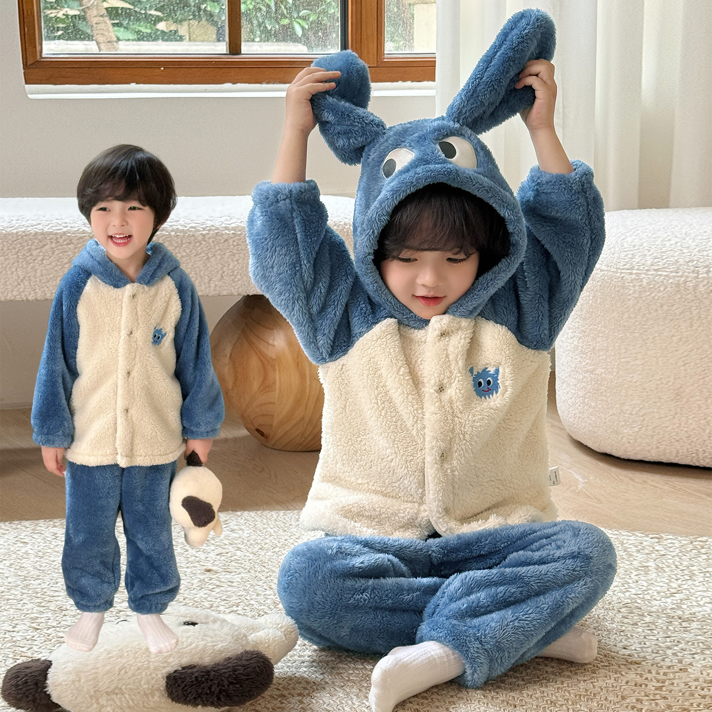 小童睡衣男童珊瑚绒加绒加厚