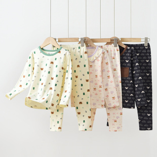 秋冬季 女男童家居服5710 莱卡棉无骨保暖内衣套装 儿童纯棉秋衣秋裤