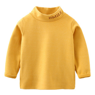 儿童半高领德绒打底衫磨毛厚款春秋装男童卫衣宝宝内搭T恤衫2797