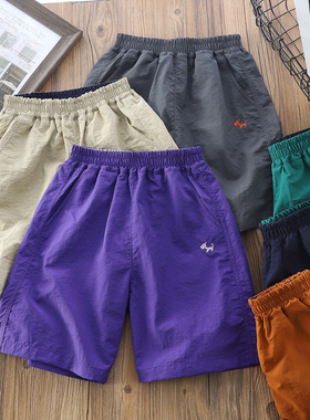 男童休闲透气短裤2026夏季中大童薄款弹力速干五分裤儿童中裤6330