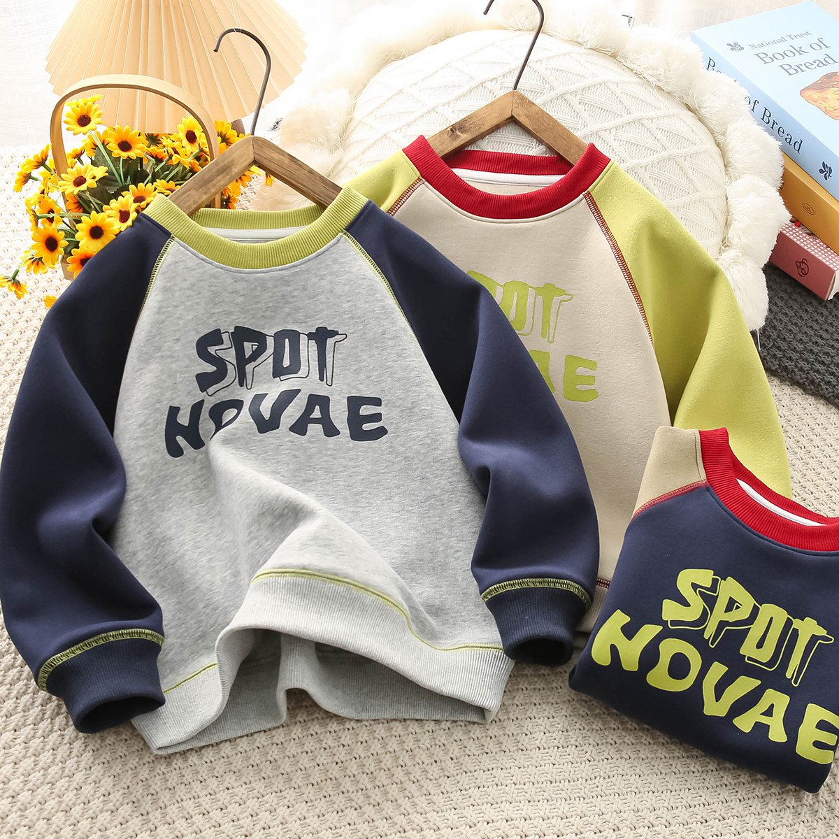 男童圆领卫衣2026春季新款中大童韩版套头卫衣儿童长袖T恤衫2596