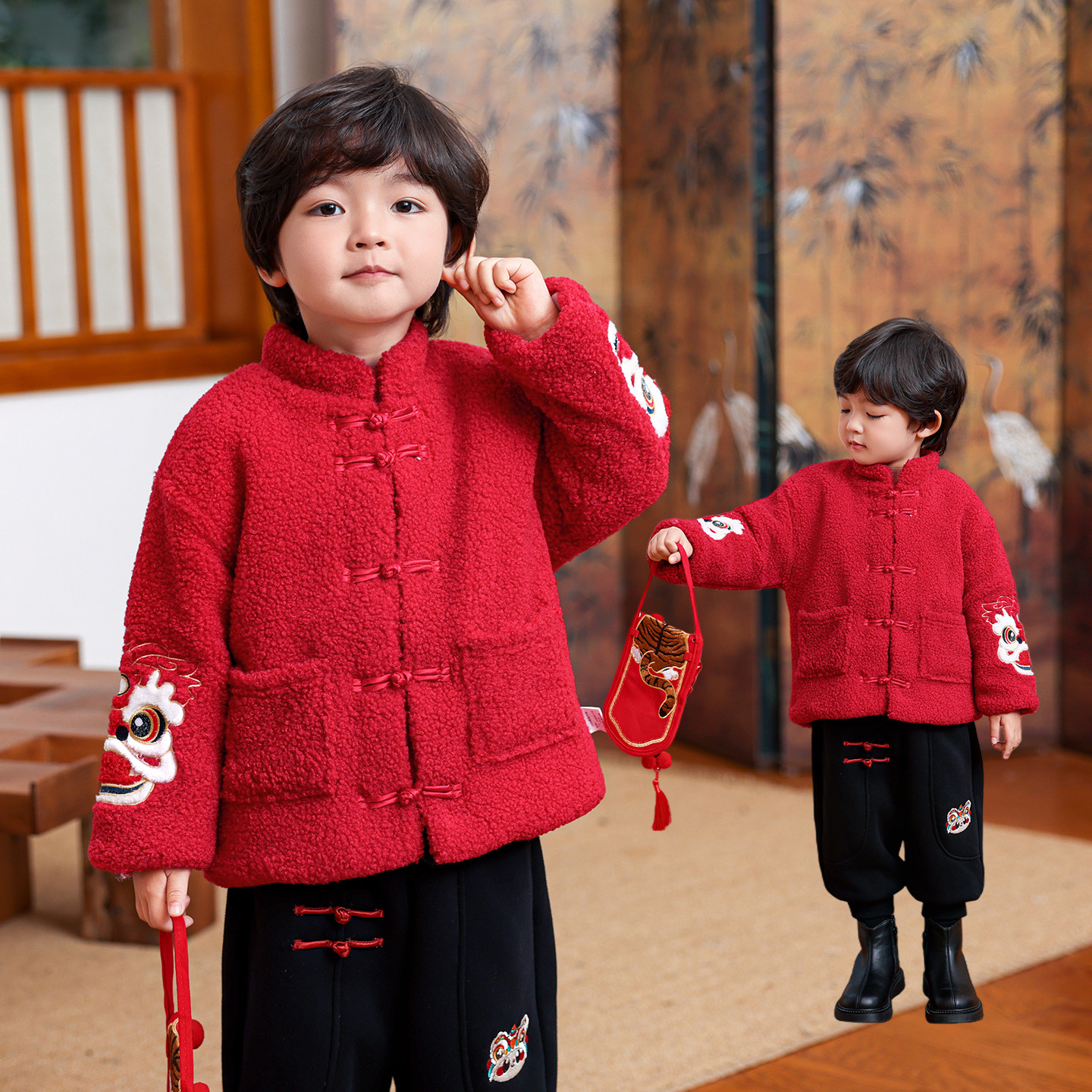 男童羊羔绒外套冬季宝宝新年拜年服国潮风儿童加绒加厚棉衣7975,童装/婴儿装/亲子装,普通外套,淘宝优惠券,粉丝福利购,淘宝优惠卷