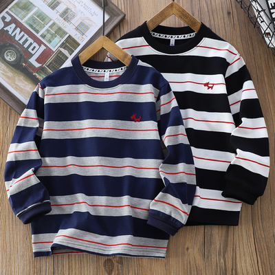 秋季新款男童纯棉条纹长袖T恤衫