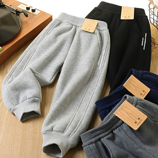 男童一体绒运动裤2026冬季中大童绵羊绒裤子儿童加绒长裤6731