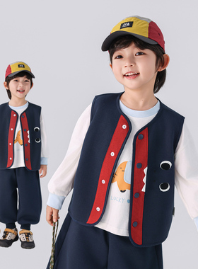 男童马甲春装儿童背心外穿2026春季新款儿童开衫坎肩卡通洋气3557