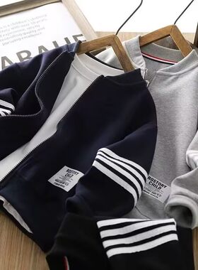 春季男童棒球服外套拉链开衫卫衣