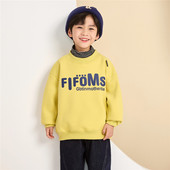 男童加绒加厚卫衣2026冬季 中大童儿童一体绒半高领保暖上衣2836