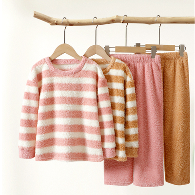 秋冬季女童法兰绒睡衣套装家居服