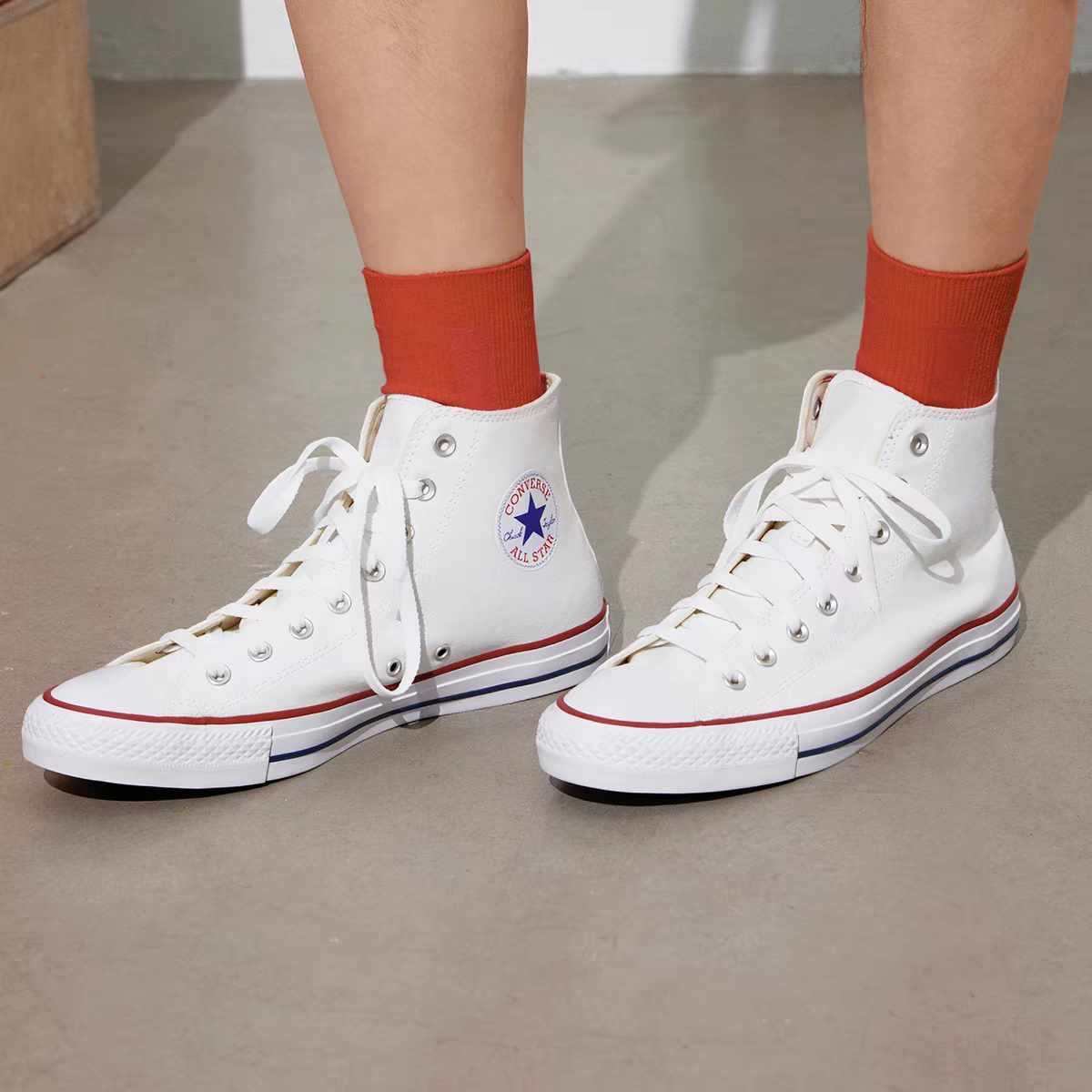 匡威AllStar夏季高帮帆布白鞋