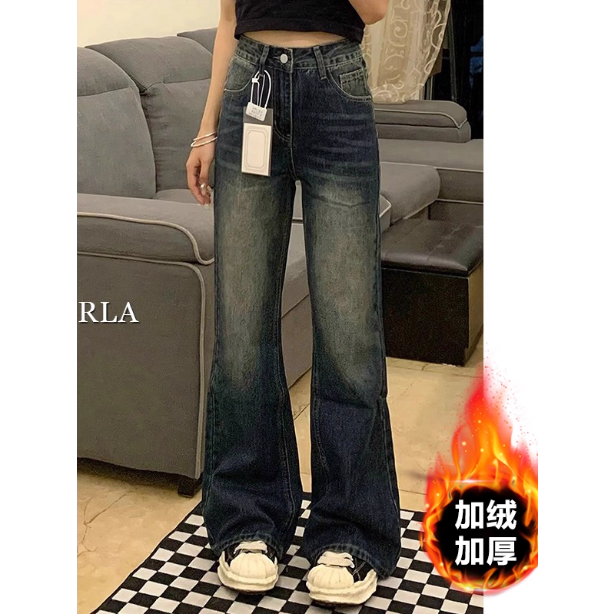 微喇长裤常规牛仔梨形身材复古