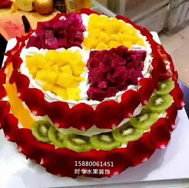 双层艺术水果玫瑰花瓣蛋糕生日福州金华2层七夕情人节女生款同城