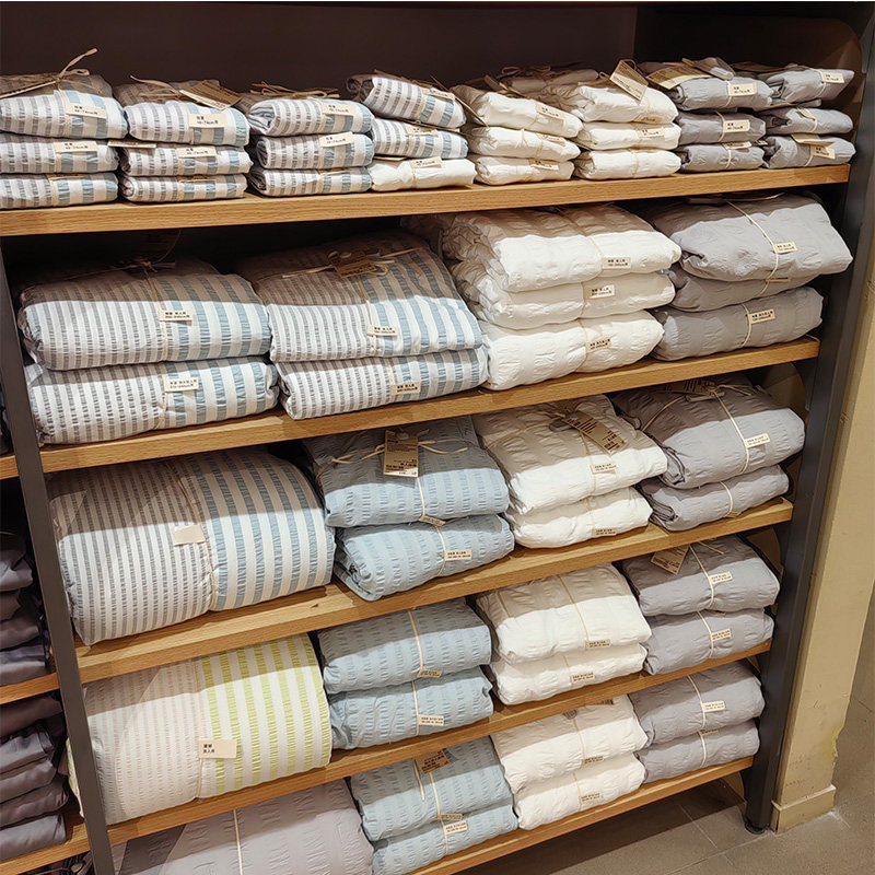 25款MUJI无印良品棉泡泡纱被套床垫罩床笠枕套 国内代购