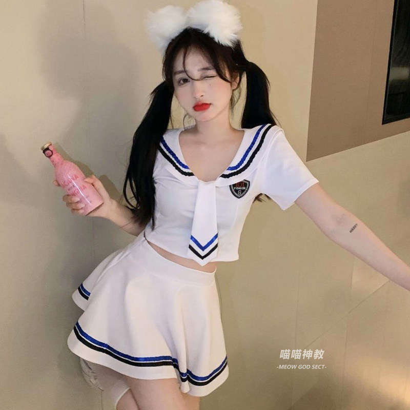 喵喵神教~纯欲学院风性感辣妹学生装jk制服夜店直播表演服连衣裙