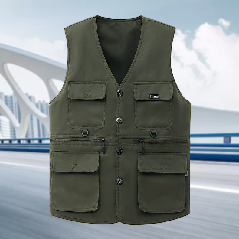 春秋季中老年马甲男大码多口袋钓鱼坎肩爸爸装马夹休闲男士背心潮