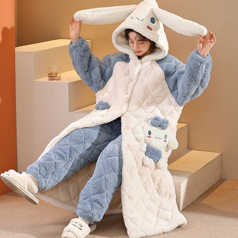 可爱卡通玉桂狗连帽家居服两件套