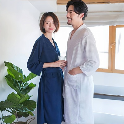 情侣酒店浴袍宽松大码长袖家居服