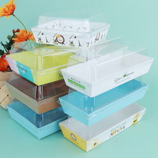 三明治包装盒脏脏包盒纸塑泡芙盒肉松小贝班戟正方蛋糕盒打包盒子