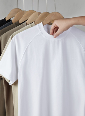 260G擦肩款短袖t恤男纯棉圆领高品质纯色宽松重磅打底衫潮牌夏季