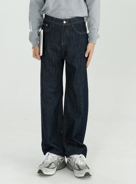 MTLCLOTHES男装|新品 韩版黑色明细百搭宽松垂感直筒牛仔裤男