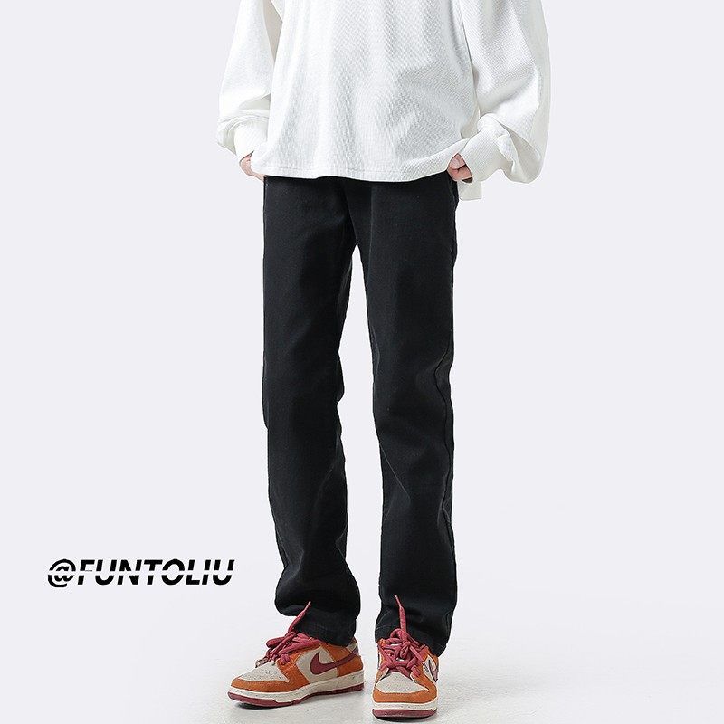 春夏季款男士牛仔裤美式高街宽松潮牌直筒小脚修身黑色休闲长裤子,男装,休闲裤,淘宝优惠券,粉丝福利购,淘宝优惠卷