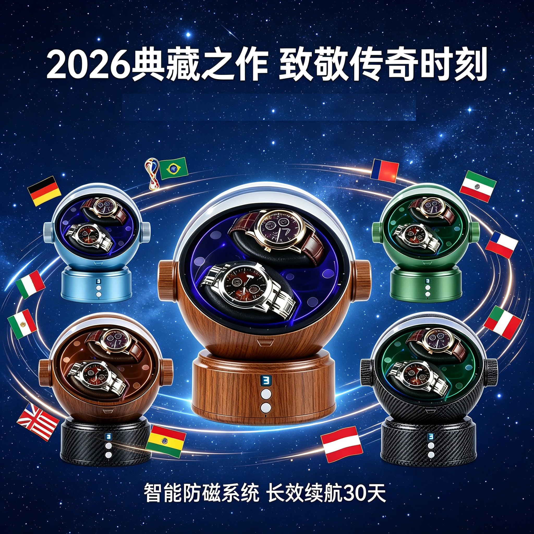 球迷优选摇表器 静音自动上链转表盒 防尘收纳 守护心爱腕表