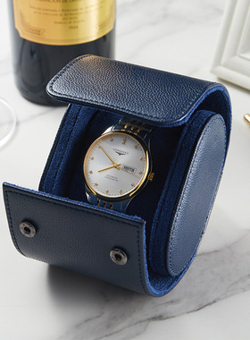 便携表盒高档皮质蓝色手表收纳盒防尘防摔多功能随身表袋现货批发