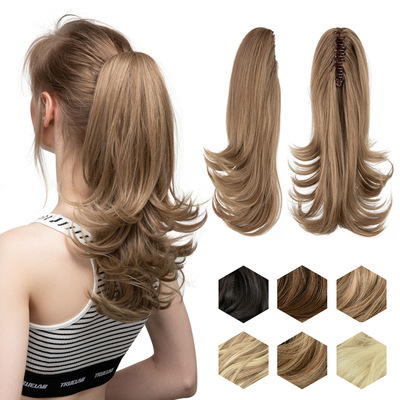 假发马尾女长发微翘短卷发抓夹马尾蓬松卷发ponytails Hairpiece