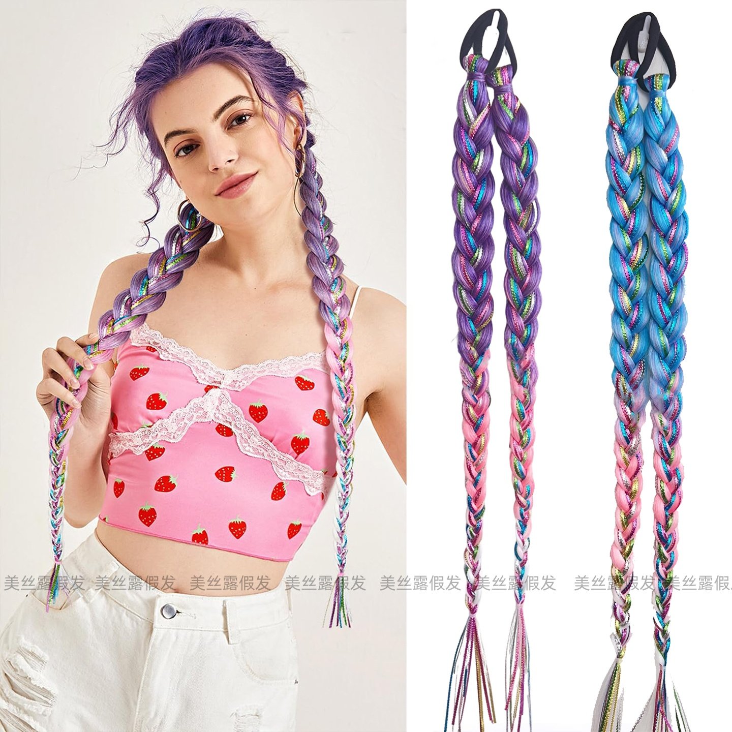 轻盈无感轻松佩戴渐变彩绳拳击辫