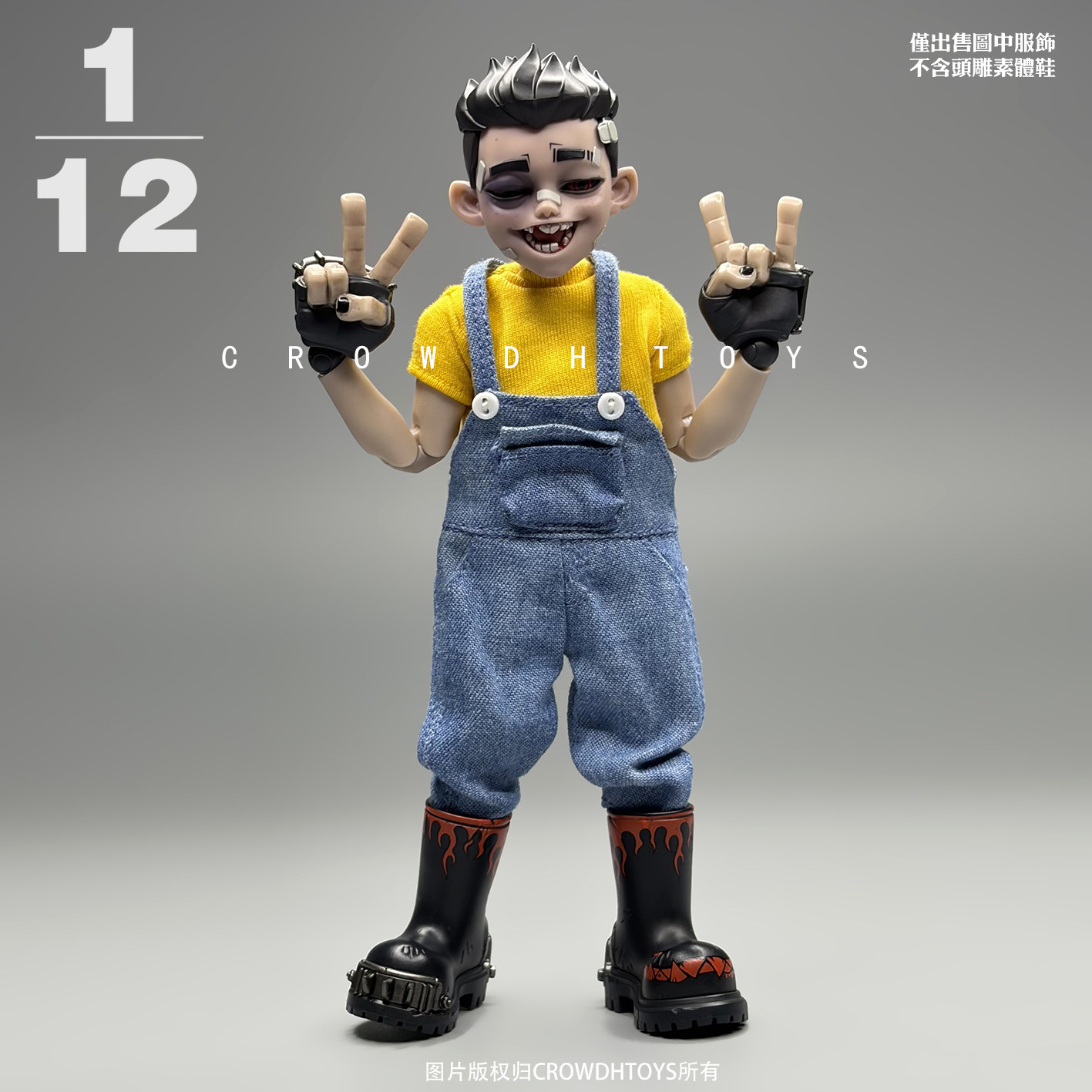 1/12兵人6寸人偶D_ONE STUDIO RAGE-ZBOYS 牙仔 背带裤 裤子 服饰图片