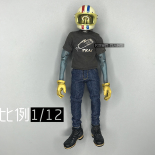 1/12 DAM 煤厂黑狗 铁头托尼 可穿 3ATOYS 素体 通用 修身牛仔裤