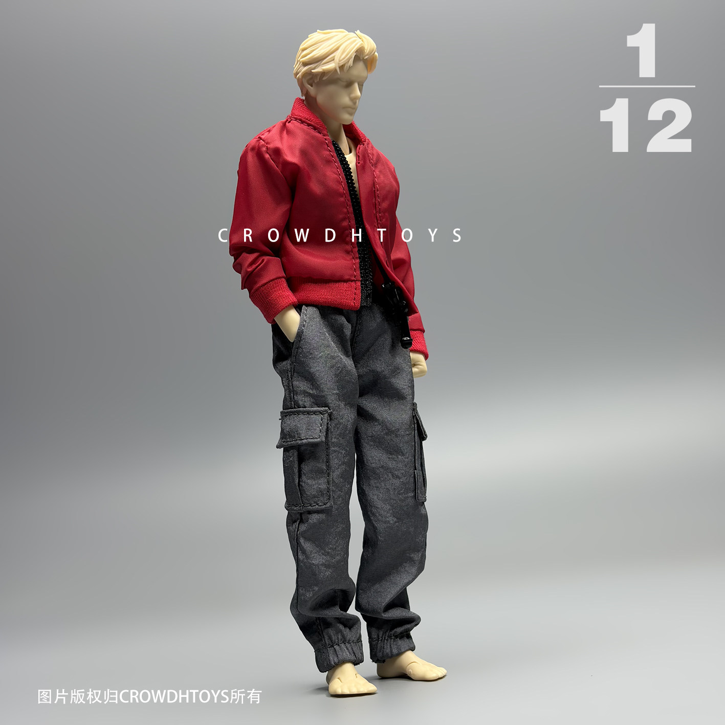 1/12兵人6寸人偶 Mirrfig 精瘦男素体 VTOYS瘦素体 夹克 外套