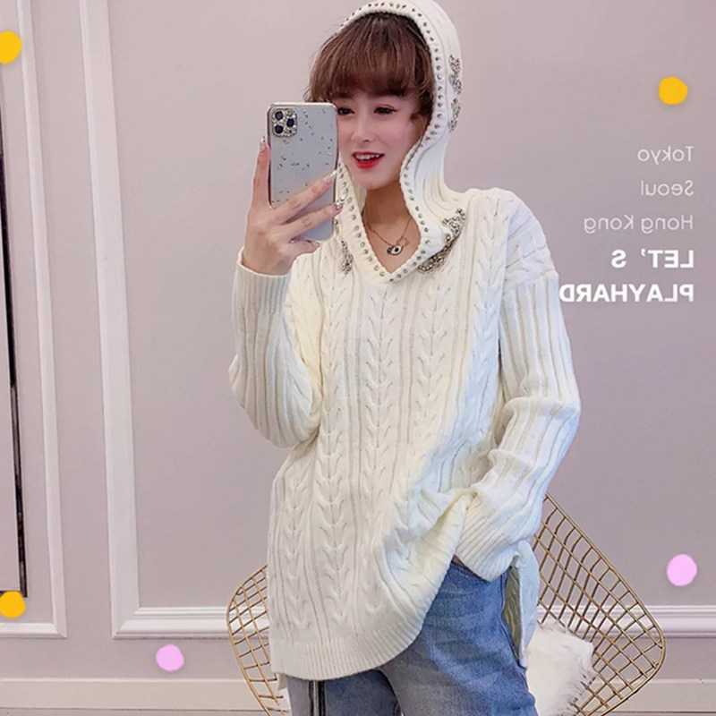 欧洲站2019冬装新款女时尚重工洋气百搭宽松连帽套头针织衫毛衣潮|ruв категории Женская одежда, свитер - от Buy2taobao.com для оказания профессиональной услуги покупки агента Taobao