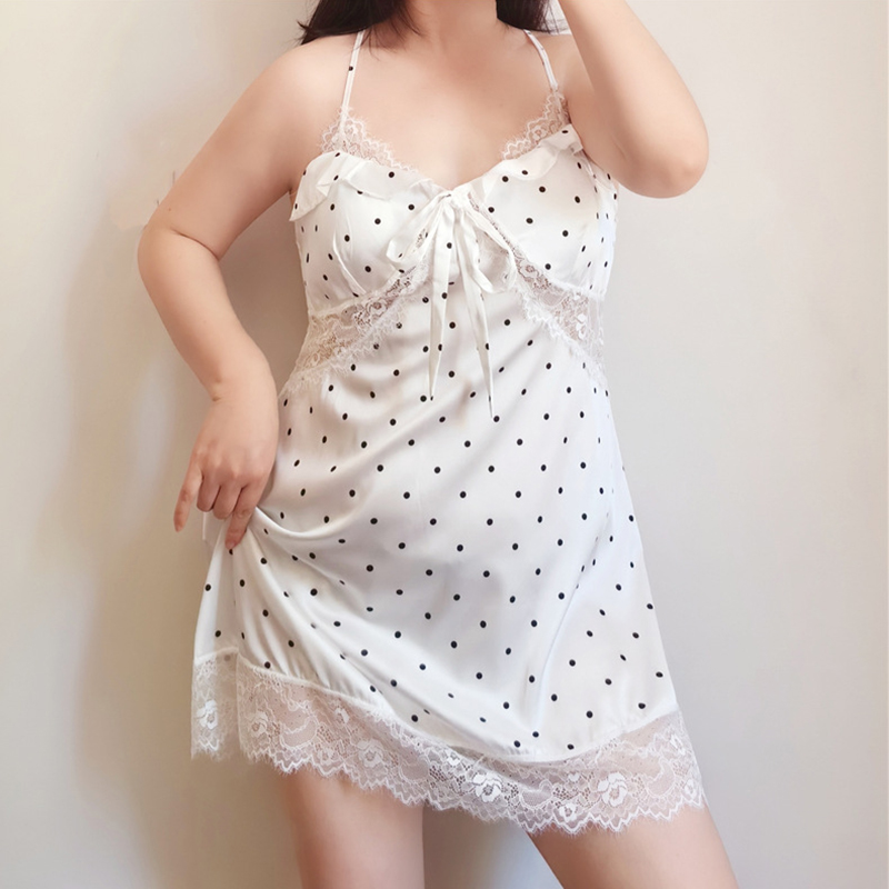 吊带睡裙大码女胖mm夏季冰丝性感睡衣薄款丝绸带胸垫连衣裙200斤