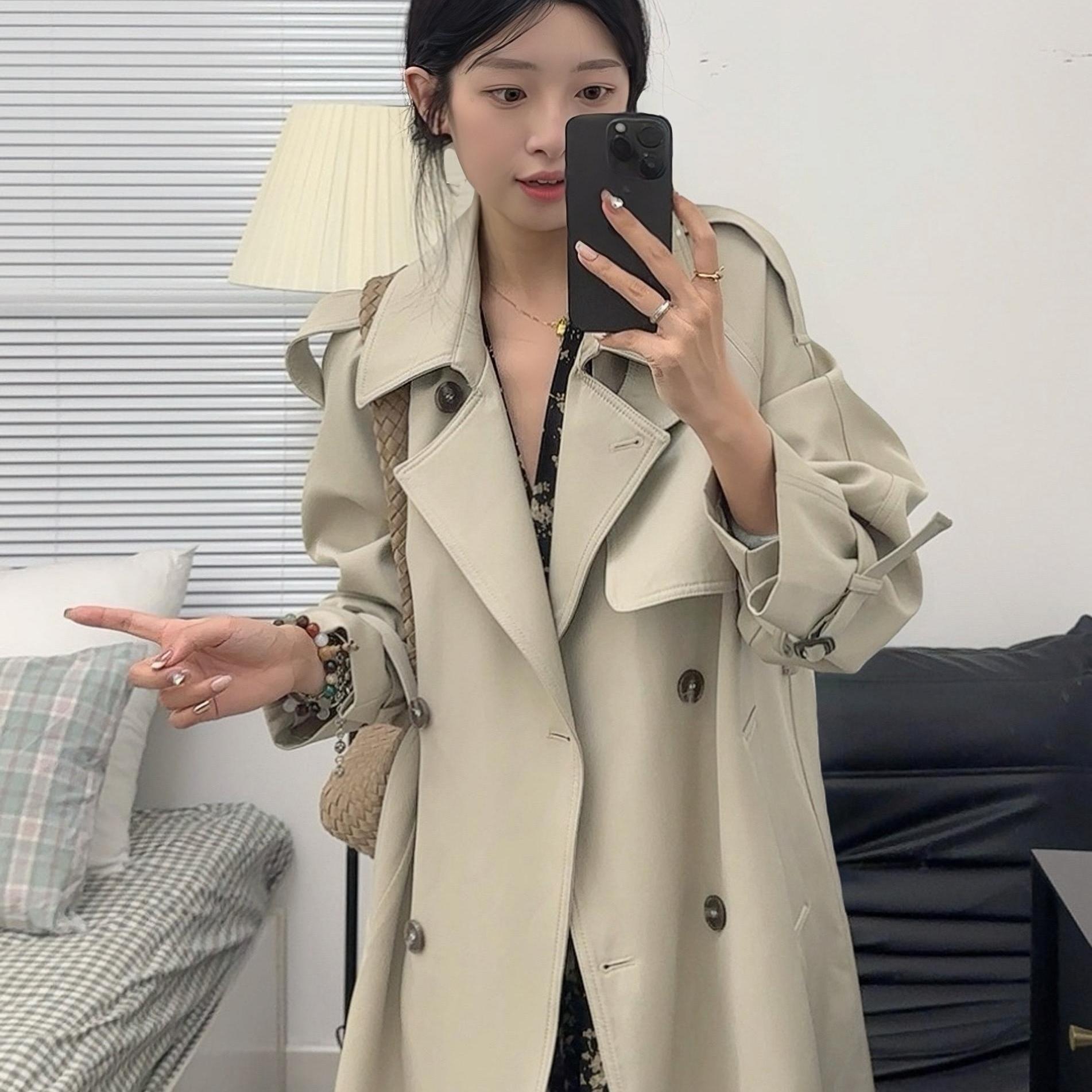 米色风衣女2025春秋新款