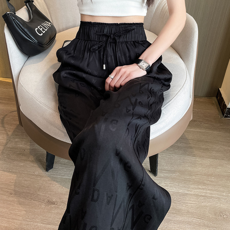 黑色阔腿裤女高腰宽松显瘦窄版