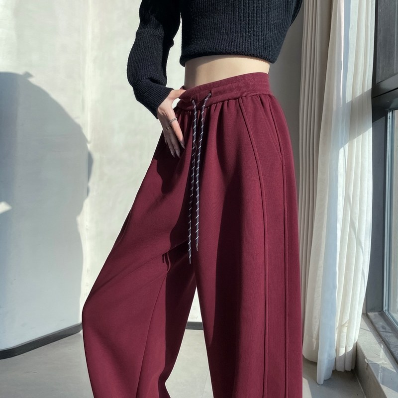 安可拉红窄版梧桐裤女2025新款春秋小个子弯刀阔腿运动休闲香蕉裤,女装/女士精品,休闲裤,淘宝优惠券,粉丝福利购,淘宝优惠卷