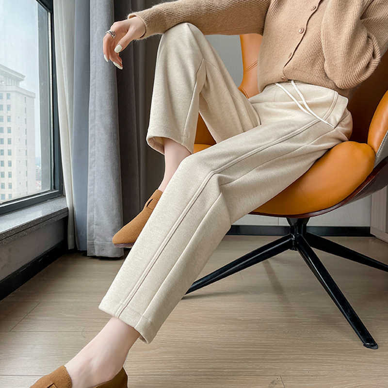 高腰哈伦风九分裤宽松显瘦