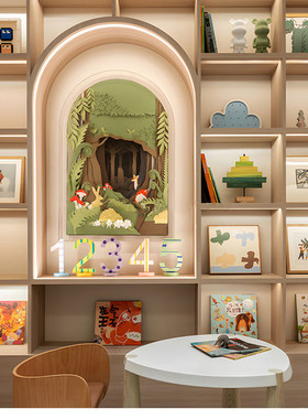 简约现代样板间儿童房书柜卡通书籍暴力熊公仔装饰画摆件软装饰品