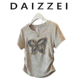 显瘦抽褶收腰小衫 DAIZZEI 修身 T恤女夏新款 上衣 扎染蝴蝶正肩短袖
