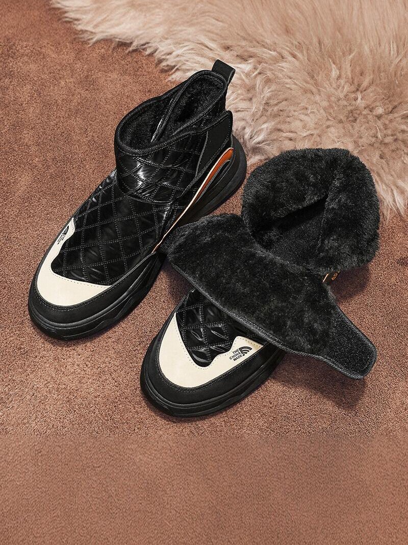 SNOW BOOTS MENS NORTHEAST VELVET THICKENED WINTER WARM MENS BOOTS SHORT BOOTS MENS BIG COTTON SHOES MENS SHOES COTTON BOOTS A KICK