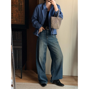 虾线牛仔 牛仔裤 春季 休闲百搭水洗复古独特超好看 女 新款 郑买买