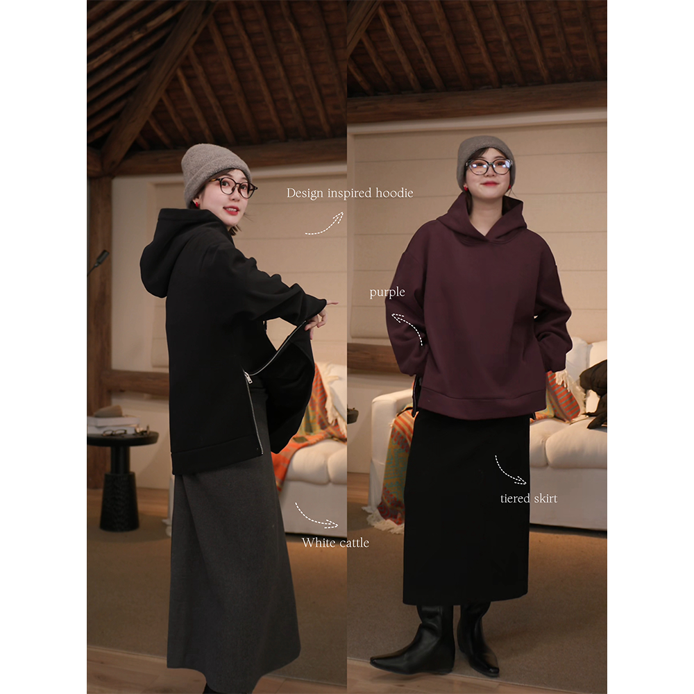 郑买买 暮色葡萄园 2025秋冬季爆款时尚简约休闲百搭宽松连帽卫衣,女装/女士精品,卫衣/绒衫,淘宝优惠券,粉丝福利购,淘宝优惠卷