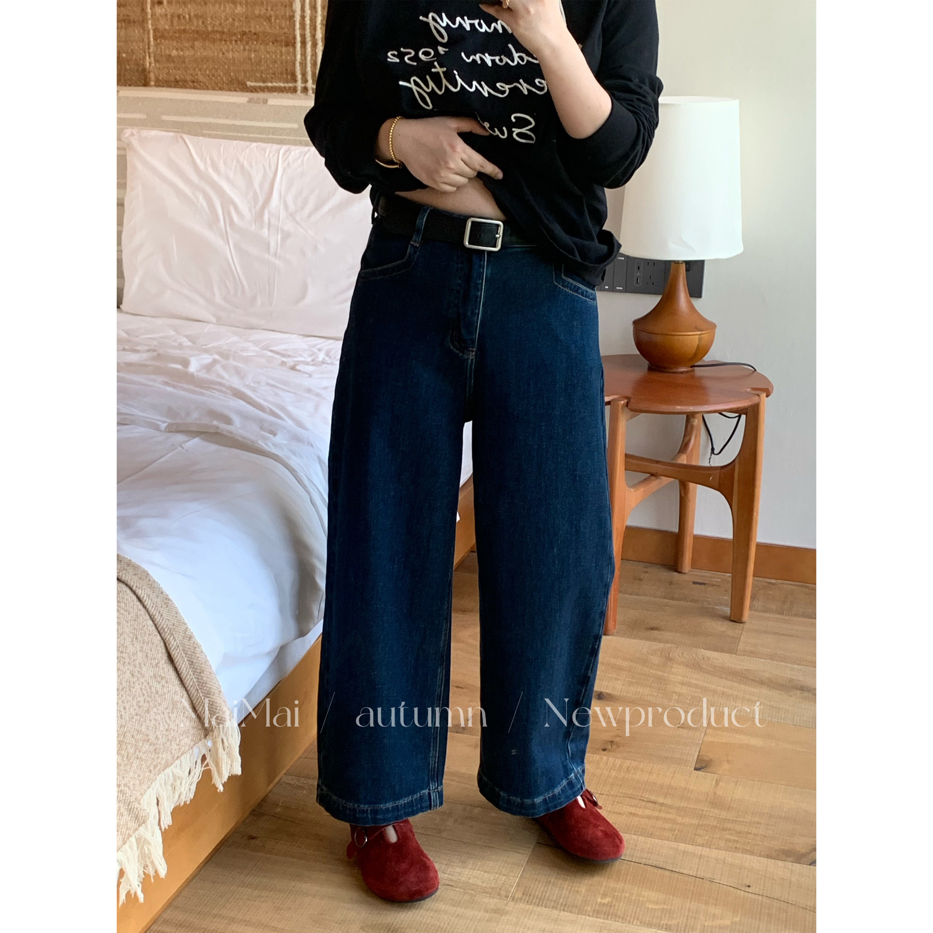 【郑买买】蔚蓝海岸 秋季新款休闲百搭高腰水洗复古显瘦阔腿裤,女装/女士精品,牛仔裤,淘宝优惠券,粉丝福利购,淘宝优惠卷