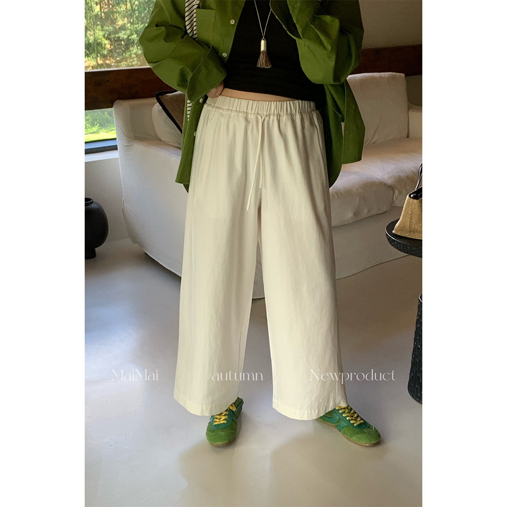 【郑买买】清平乐 新款潮流休闲洋气纯白慵懒阔腿长裤女,女装/女士精品,休闲裤,淘宝优惠券,粉丝福利购,淘宝优惠卷