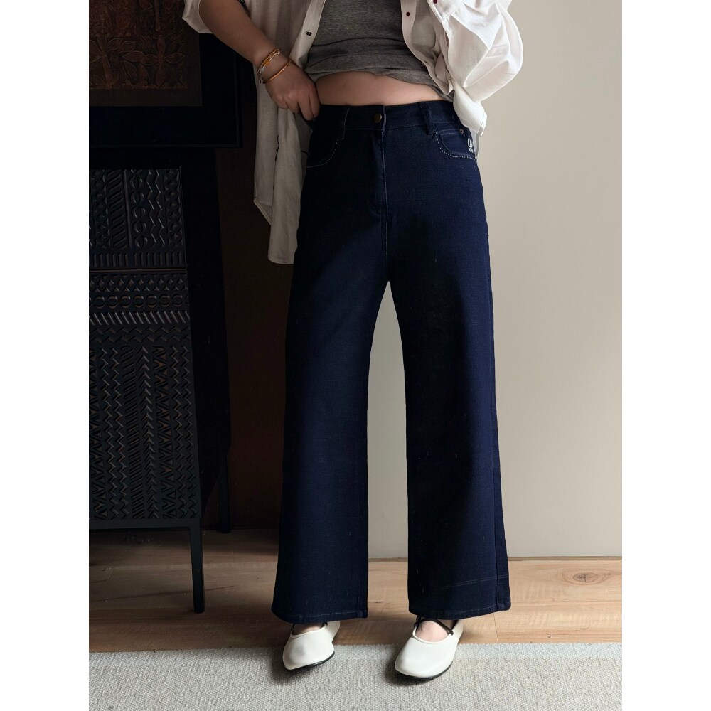 郑买买 花标牛仔 春季新款时尚休闲直筒显瘦独特超好看的牛仔裤女