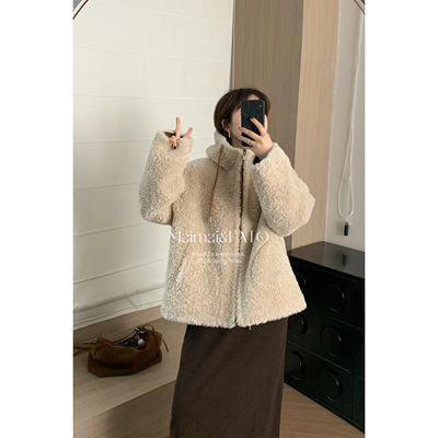 秋冬新款简约正反两穿撞色外套女