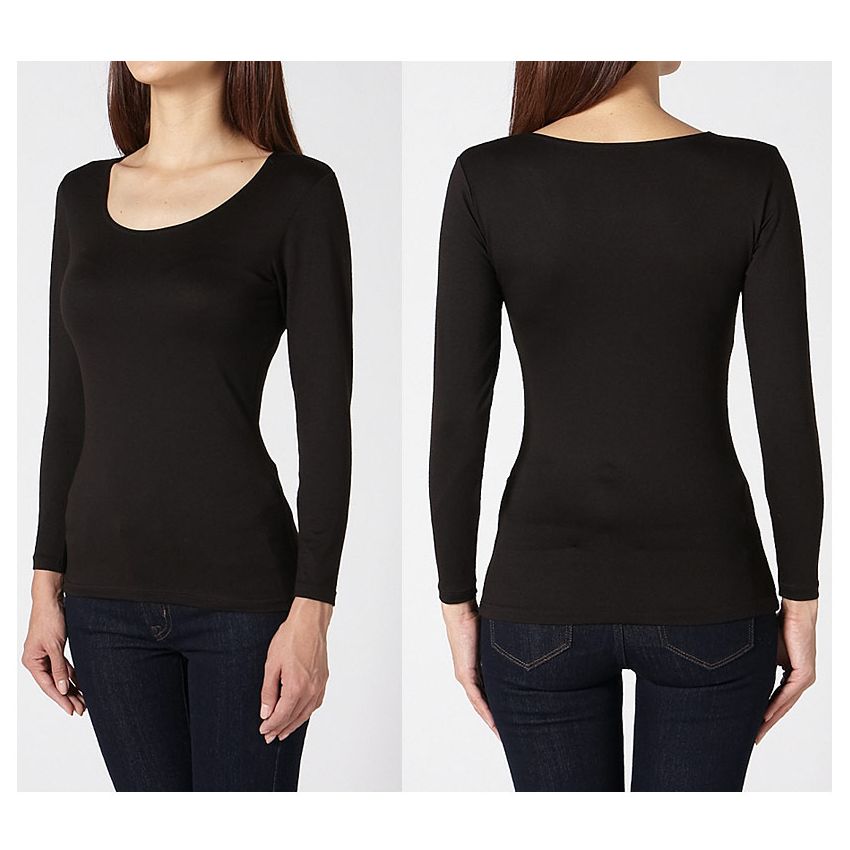 自发热u领超薄纯色防静电打底衫