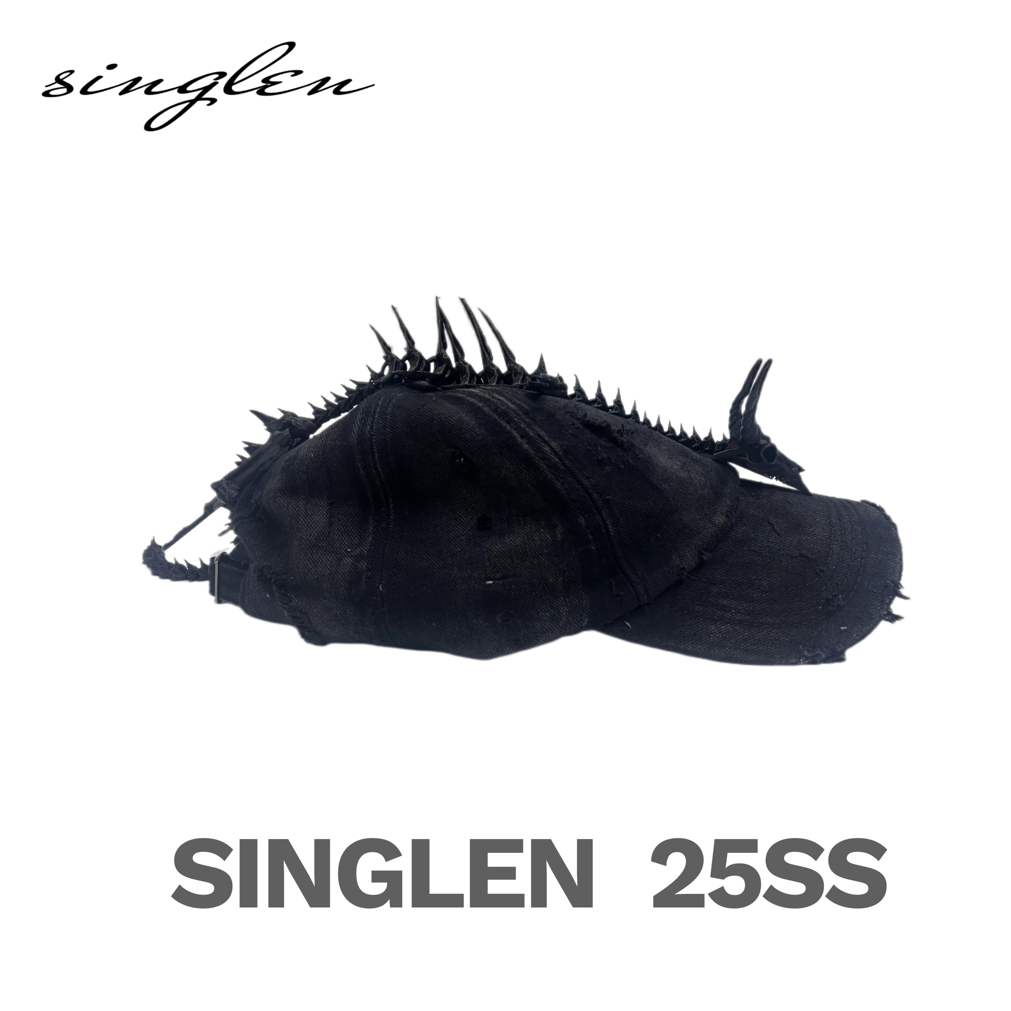 SINGLEN  25ss Made in China烟熏黑龙之铁骑 手工做旧鸭舌帽男女