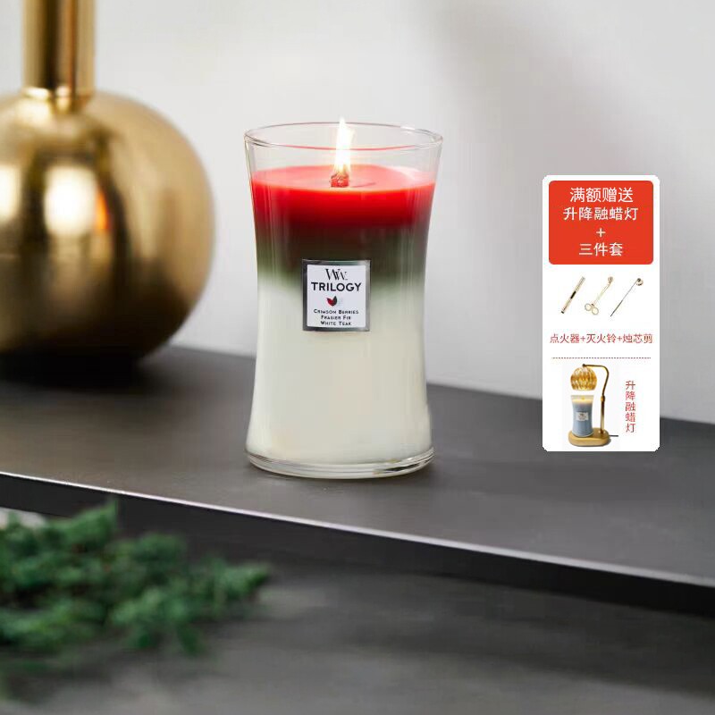 Woodwick三部曲海岸线美国进口香薰蜡烛家用卧室室内精油香氛礼物